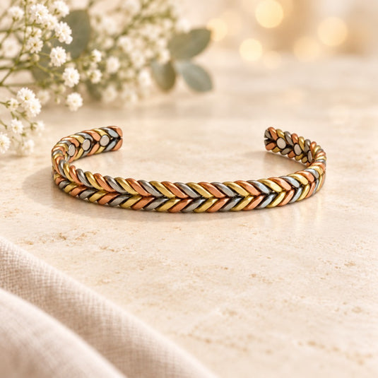 Aurora Chevron Three-Tone Magnetic Copper Bracelet
