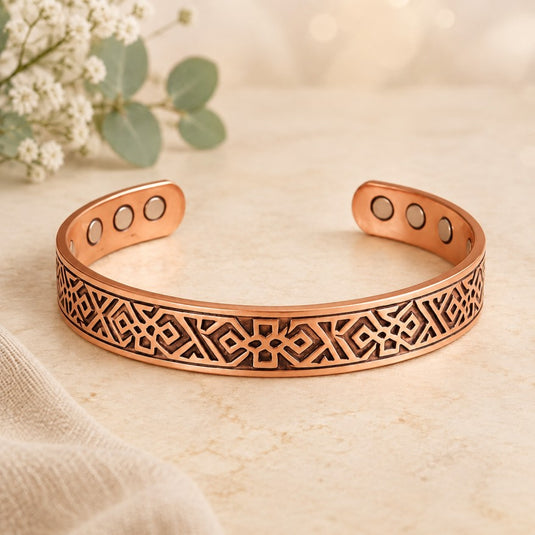 Tribal Pattern Magnetic Copper Bracelet