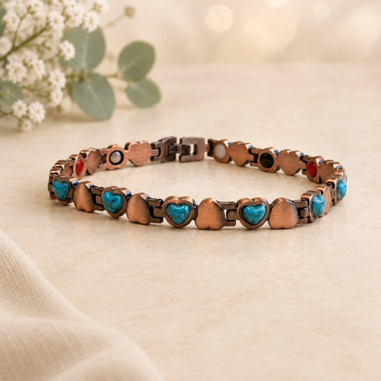 Elaria Turquoise Heart Copper Bracelet