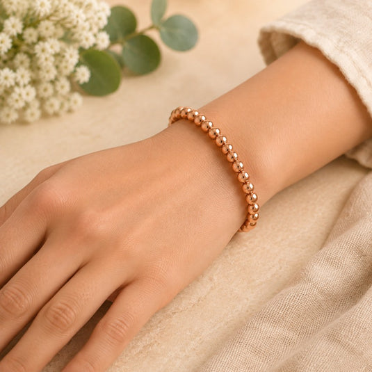 Aureline Rose Copper Bead Bracelet
