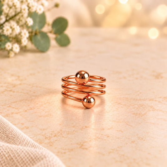 Twin Orbit Copper Spiral Ring