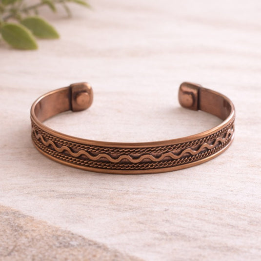 Copper Wave Bracelet – Adjustable Pure Copper Cuff