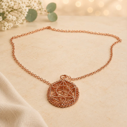 Harmonic Orbit Copper Tensor Ring Pendant Necklace