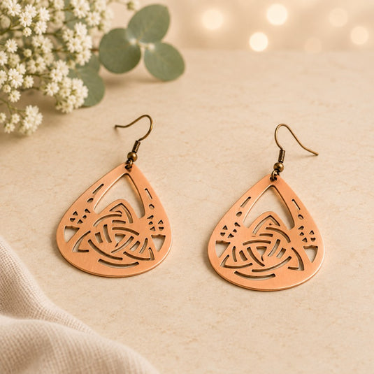 Trinity Tide Copper Drop Earrings