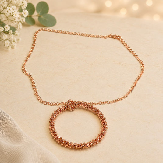 Solara Halo Copper Tensor Ring Pendant Necklace