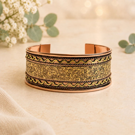 Regal Tapestry Copper Cuff Bracelet
