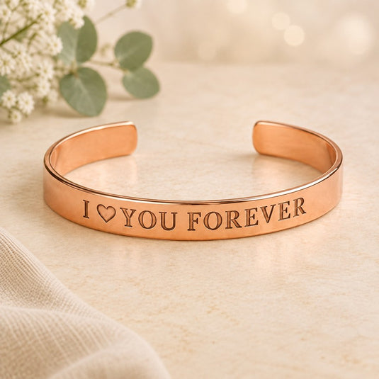 Copper Bracelet I LOVE YOU FOREVER PRINT