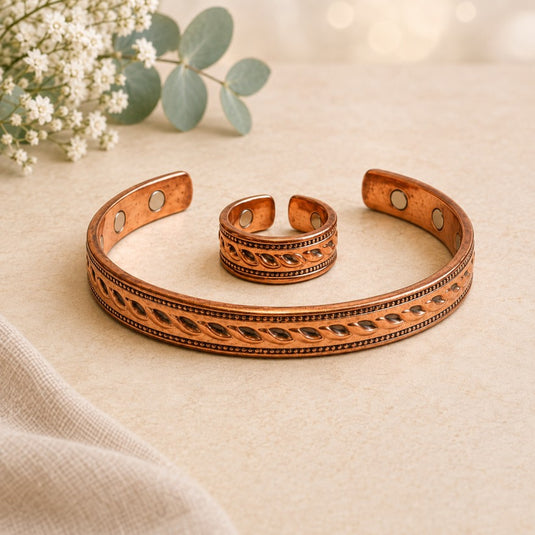 Sacred Flow Copper Bracelet & Ring Set
