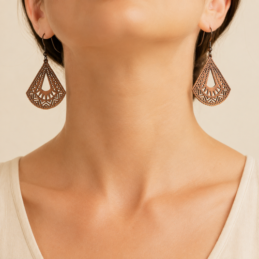 Solara Filigree Copper Earrings