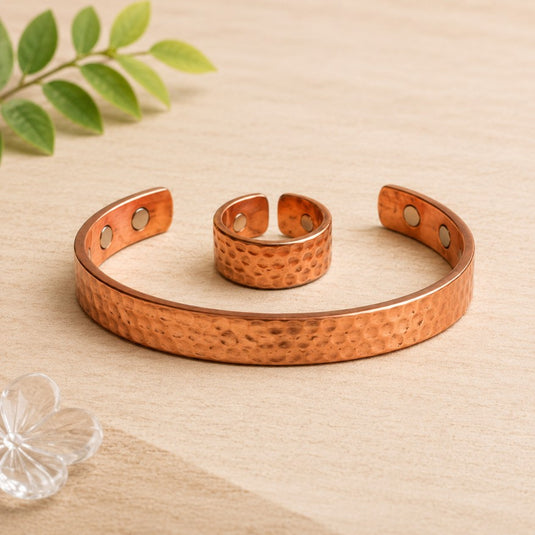 Hammered Copper Bracelet & Ring Set
