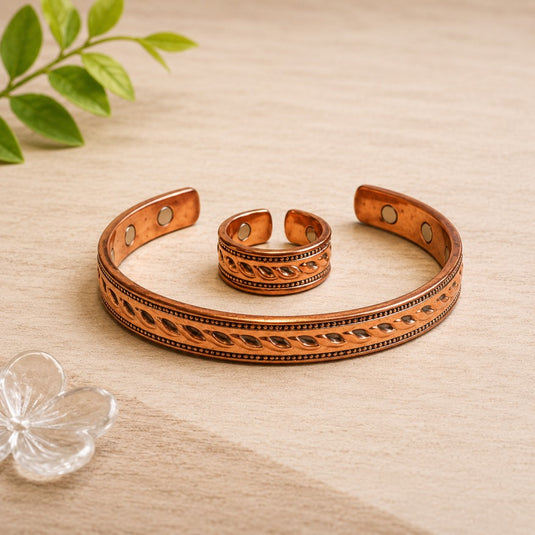 Sacred Flow Copper Bracelet & Ring Set