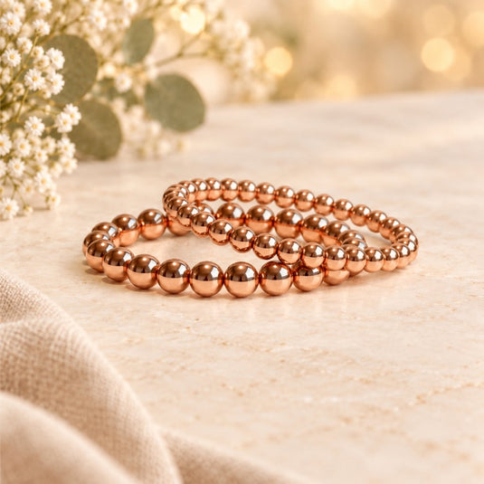 Aureline Rose Copper Bead Bracelet