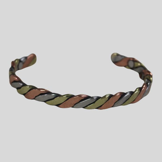 Multicolored braided bracelet.
