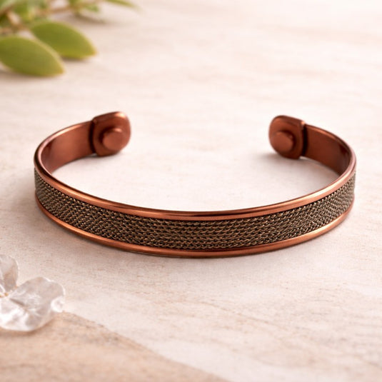 Copper Weave Cuff Bracelet – Adjustable Pure Copper