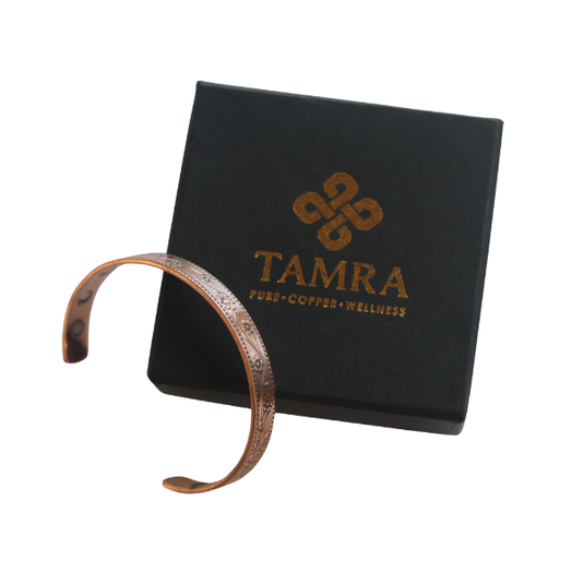 A beautifully crafted floral magnetic copper bracelet made from high-quality pure copper.