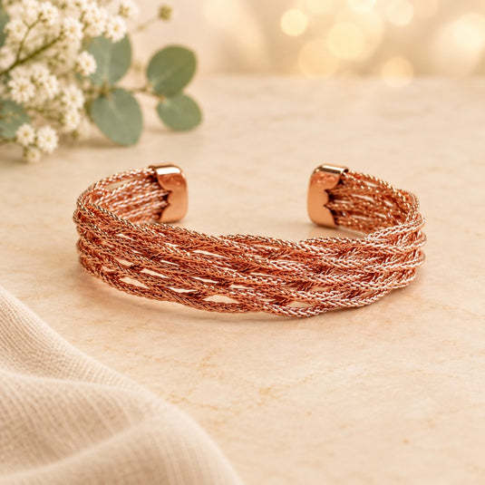 Nivara Plaited Copper Cuff Bracelet