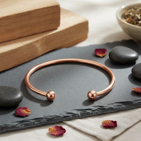 Copper Bracelet Plain Round in wellness setting