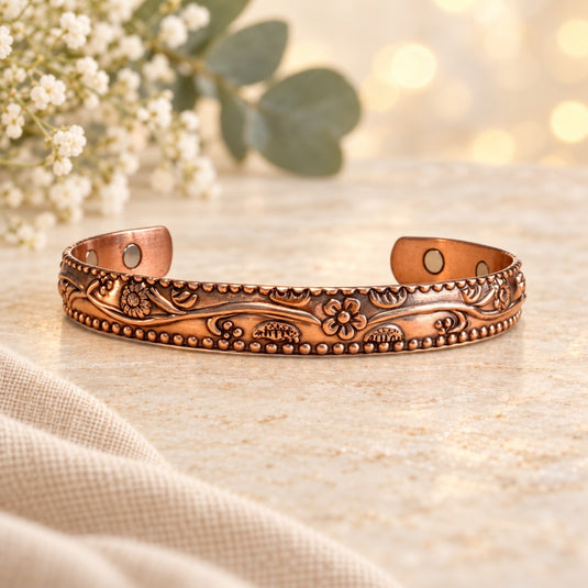 Floral Magnetic Copper Bracelet