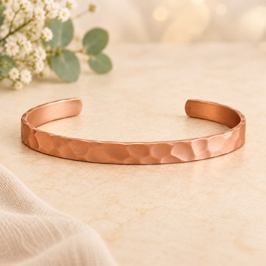 Copper Bracelet Hammered Non - Magnetic Design
