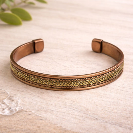 Copper Bracelet Cross Pattern
